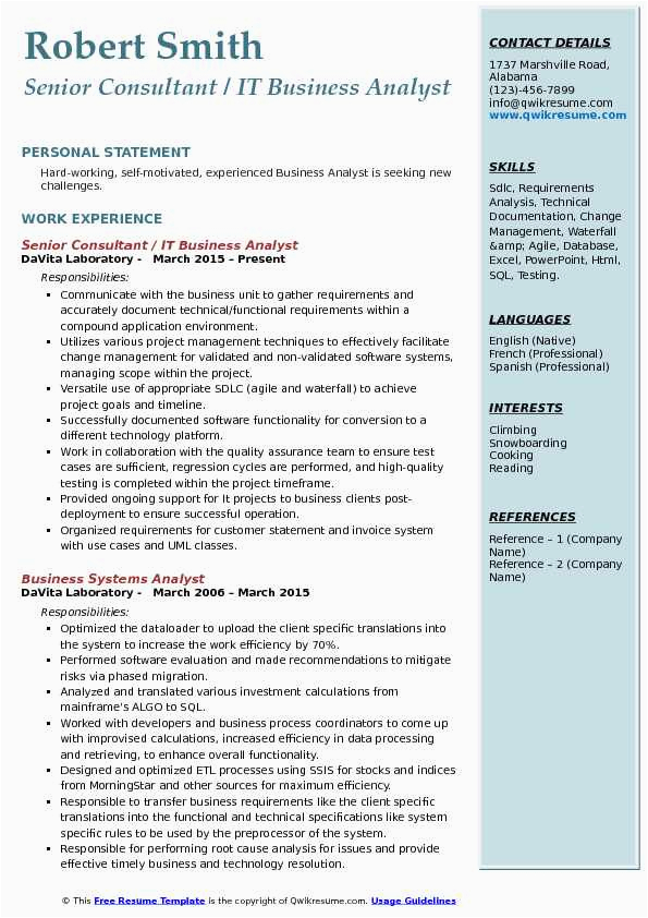 Sample Resume for It Business Analyst Position It Business Analyst Resume Samples