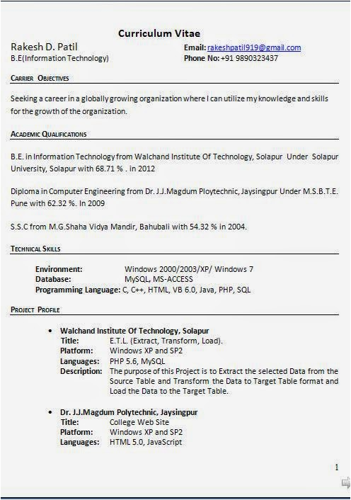 Sample Resume for It Engineers Freshers Resume format for Freshers Engineers Professional Fresher Resume