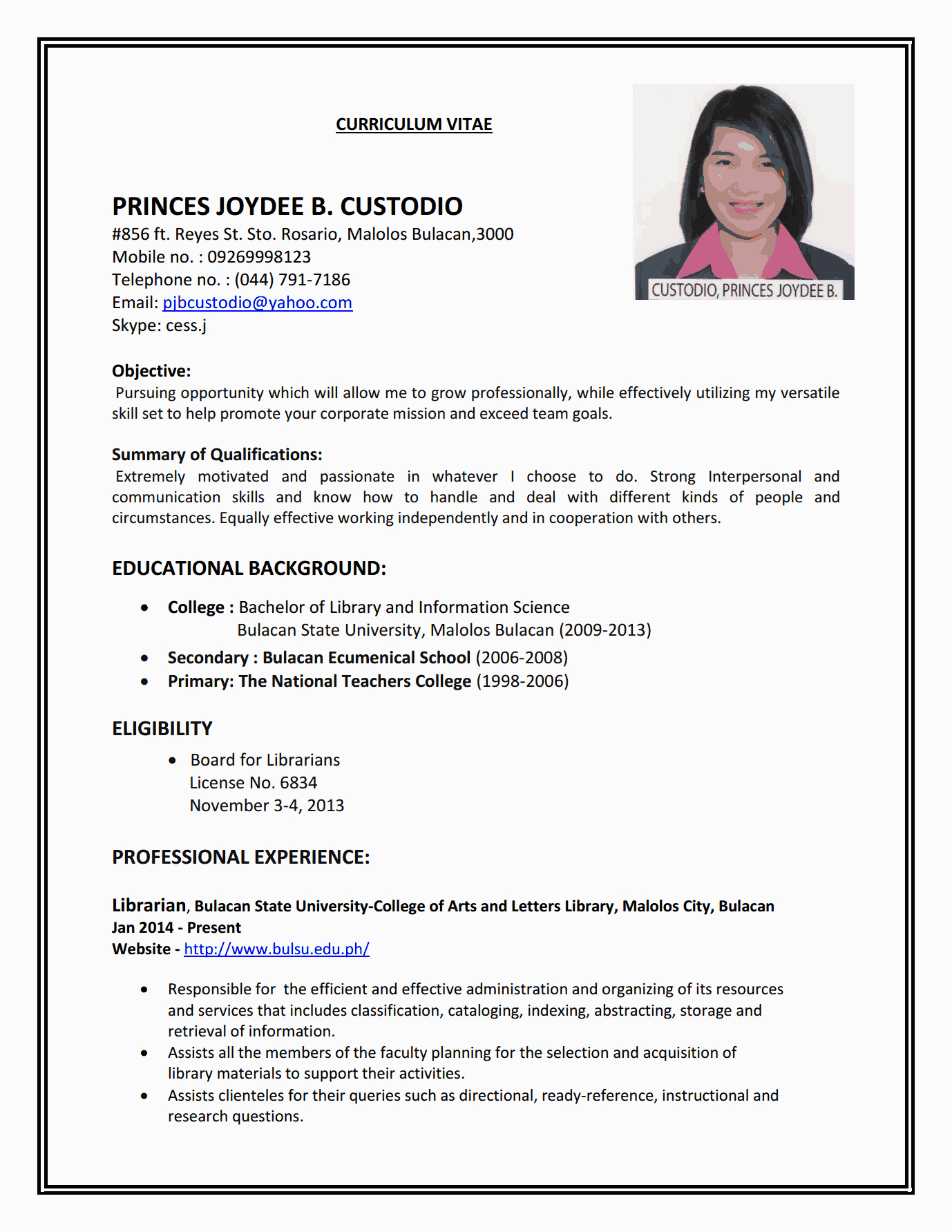 Sample Resume for It Job Application Pin On Document