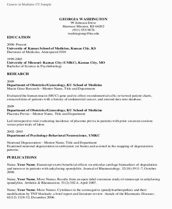 Sample Resume for Medical Student Getting Into Residency Cv Template Medical Student Wpawpartco