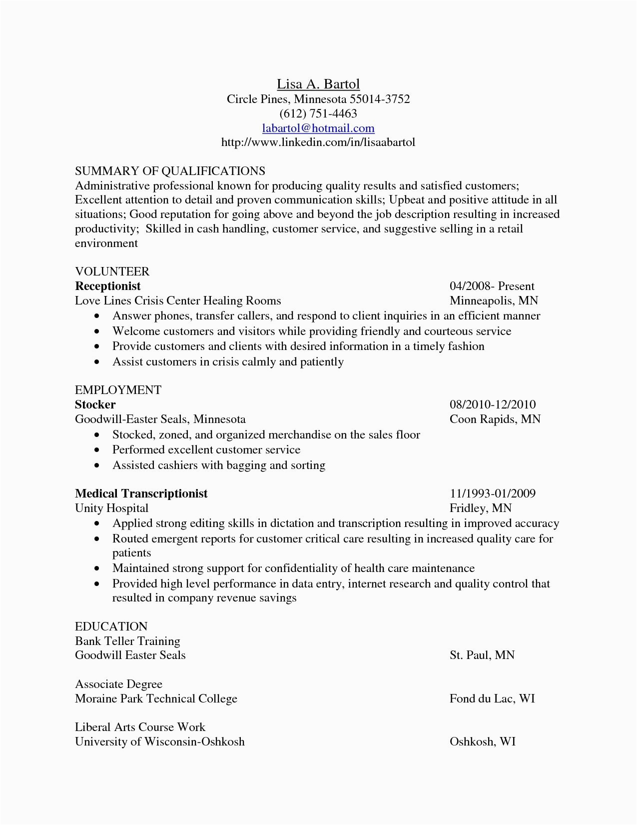Sample Resume for Medical Transcriptionist with No Experience Sample Cover Letter for Transcriptionist with No Experience
