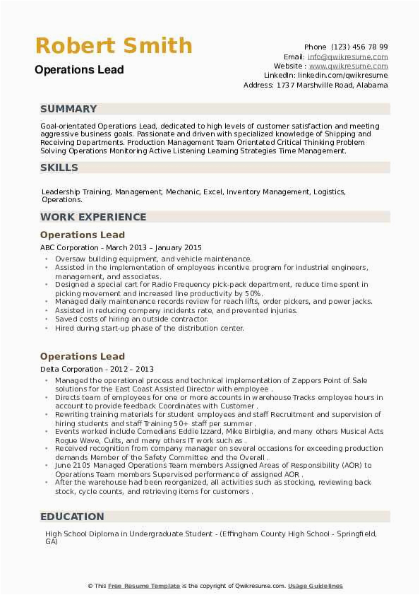 Sample Resume for Post Graduate Diploma In Business Nz Operations Lead Resume Samples