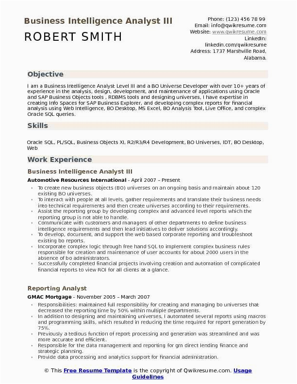Sample Resume for Sap Bo Consultant Sap Bo Experience Resume