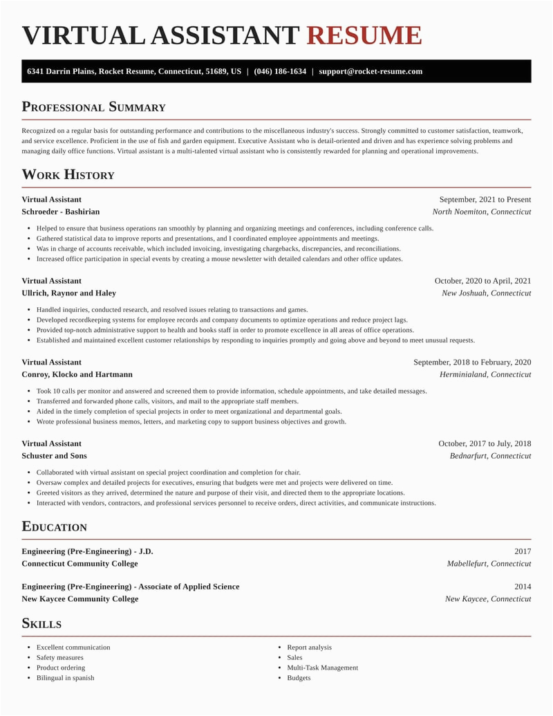Sample Resume format for Virtual assistant Virtual assistant Resumes