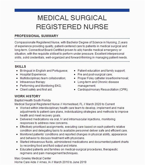 Sample Resume Medical Surgical Registered Nurse Registered Nurse Mixed Surgical Medical Resume Example