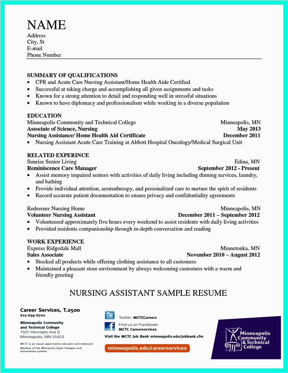 Sample Resume Of assistant In Nursing Aged Care Impress the Employer with Great Certified Nursing assistant Resume