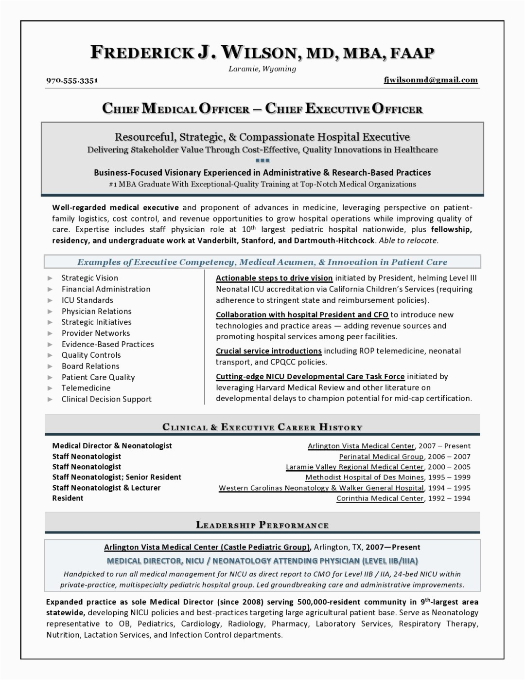 Sample Resume Of Chief Clinical Officer Award Winning Chief Medical Ficer Resume