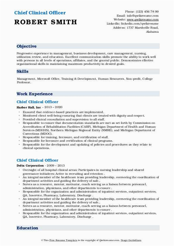 Sample Resume Of Chief Clinical Officer Chief Clinical Ficer Resume Samples