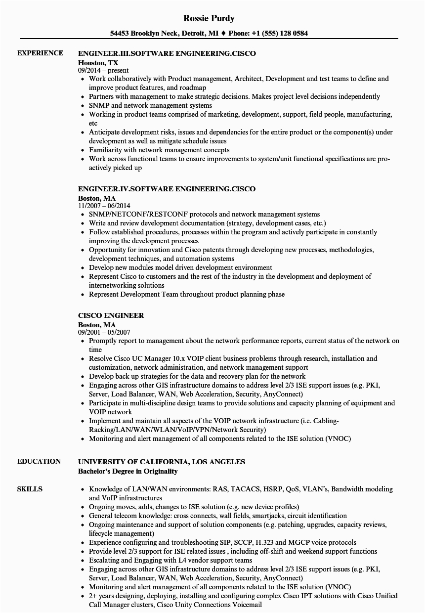 Sample Resume Of Cisco Engineer New Grad Cisco Engineer Resume Samples