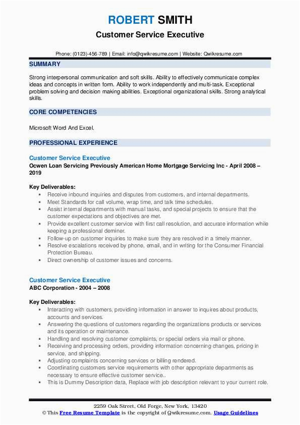 Sample Resume Of Client Service Executive Customer Service Executive Resume Samples