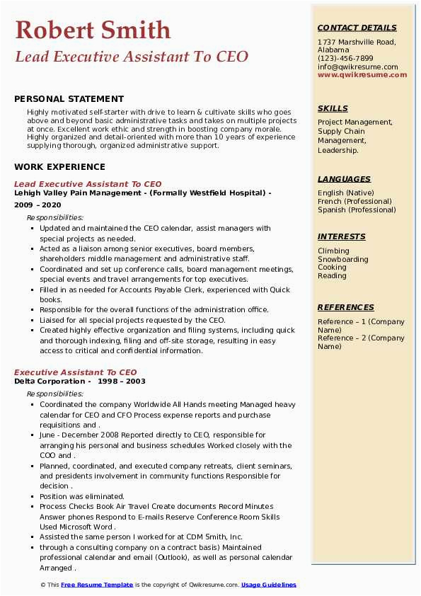 Sample Resume Of Executive assistant to Ceo Executive assistant to Ceo Resume Samples