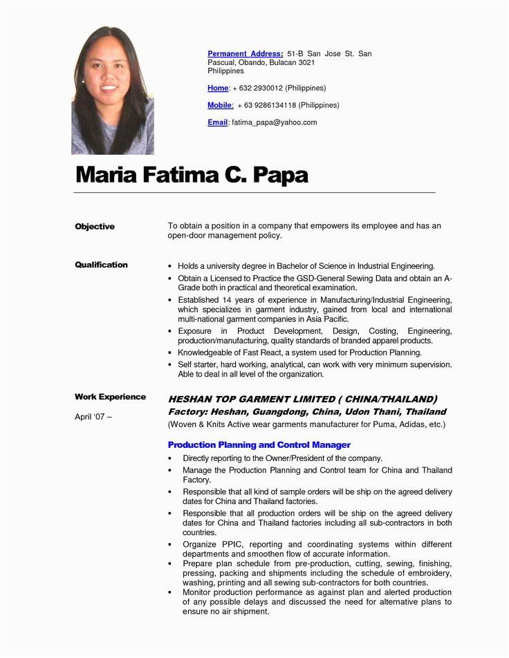 Sample Resume Philippines with Work Experience Philippines Resume Sample Resumesdesign