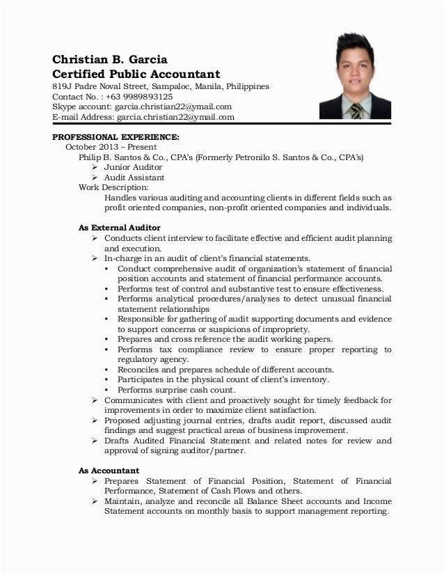 Sample Resume Philippines with Work Experience Resume 2015