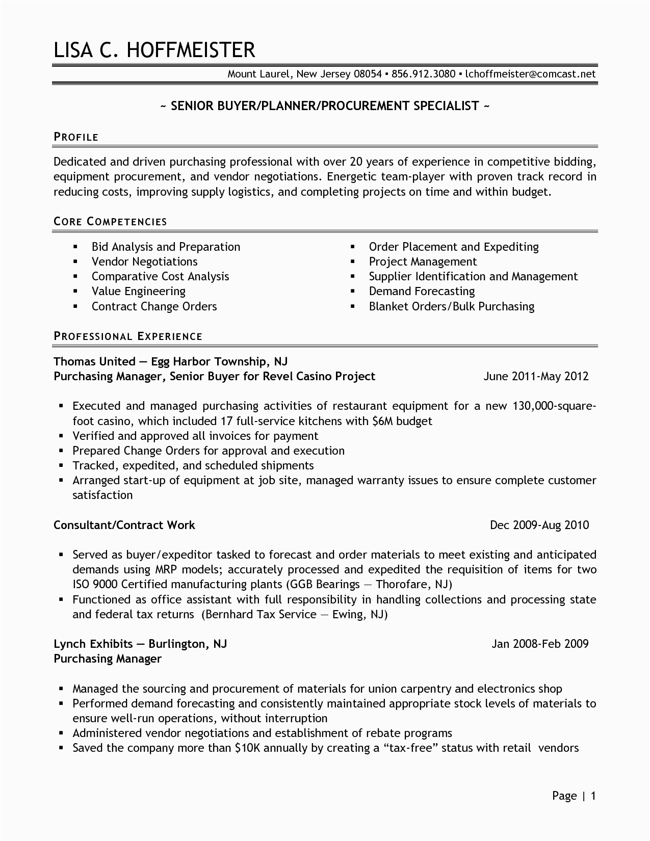 Sample Resume Purchase Manager Construction Company Senior Logistic Management Resume