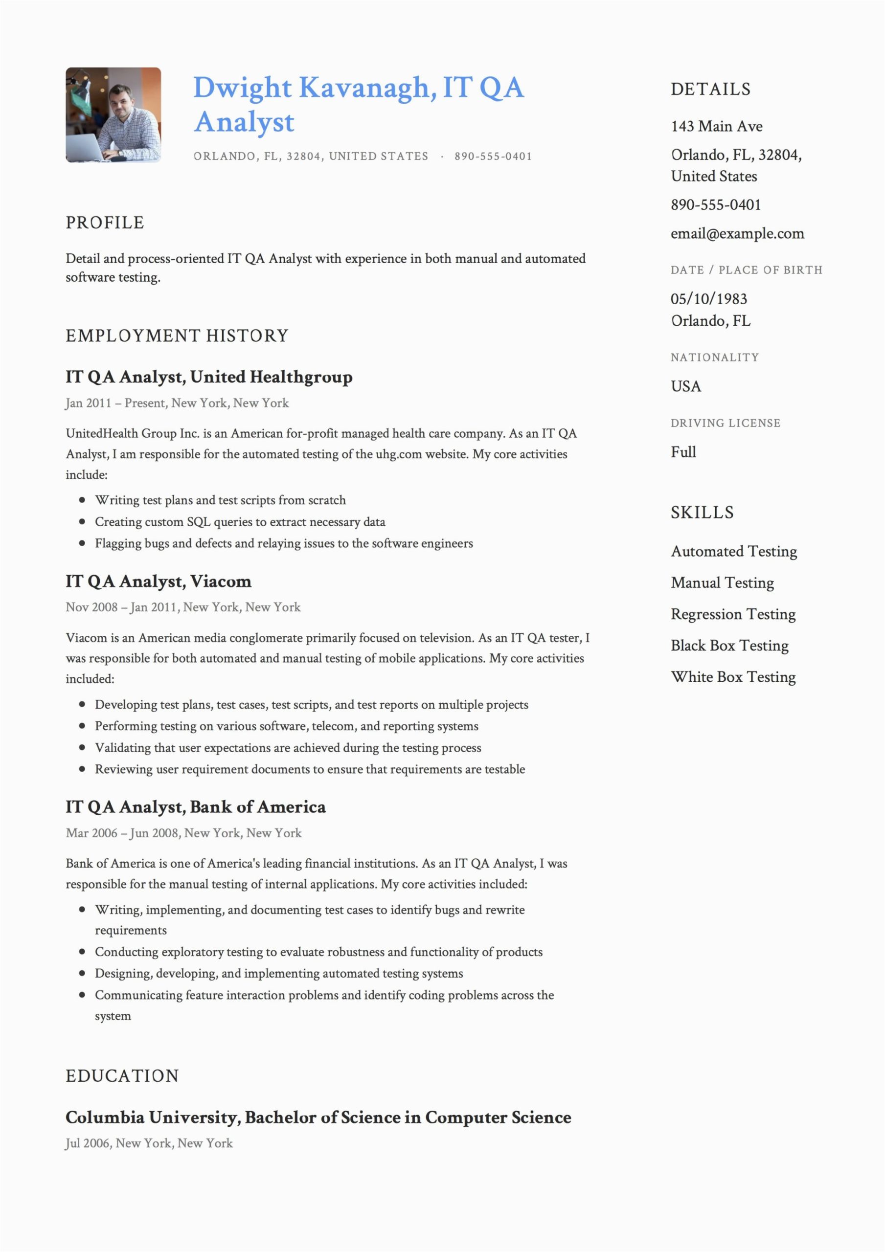 Sample Resume Qa Analyst with Trading Exp Guide It Qa Analyst Resume [ 12] Samples & Examples Pdf