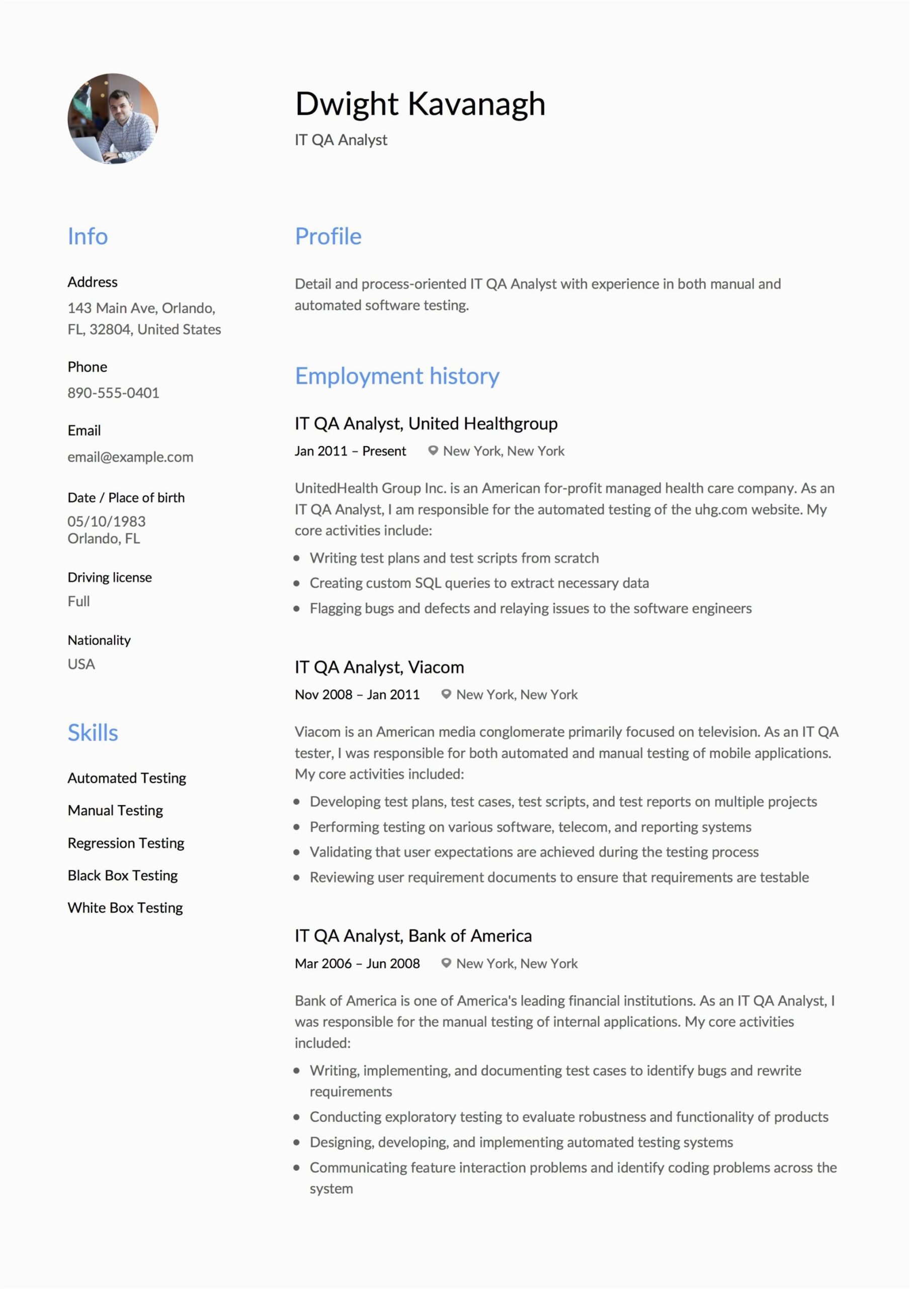 Sample Resume Qa Analyst with Trading Exp Guide It Qa Analyst Resume [ 12] Samples & Examples Pdf