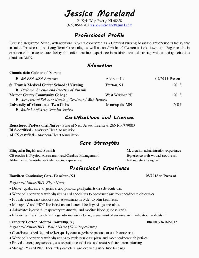 Sample Resume Registered Nurse Long Term Care Long Term Care Nursing Resume