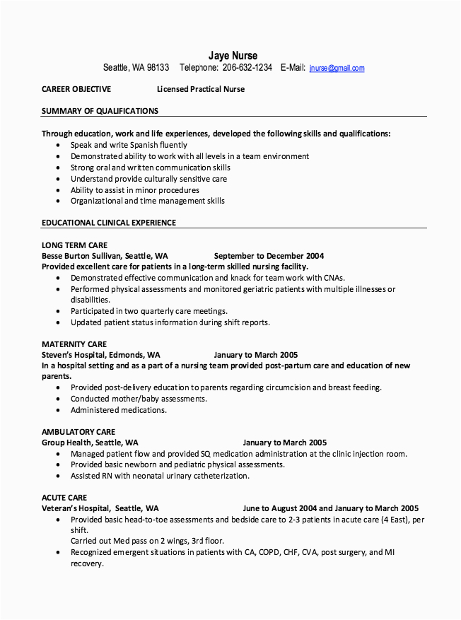 Sample Resume Registered Nurse Long Term Care Long Term Care Nursing Resume