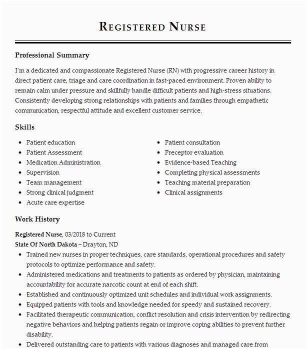 Sample Resume Registered Nurse Long Term Care Registered Nurse Resume Example Skilled Nursing Long Term Care