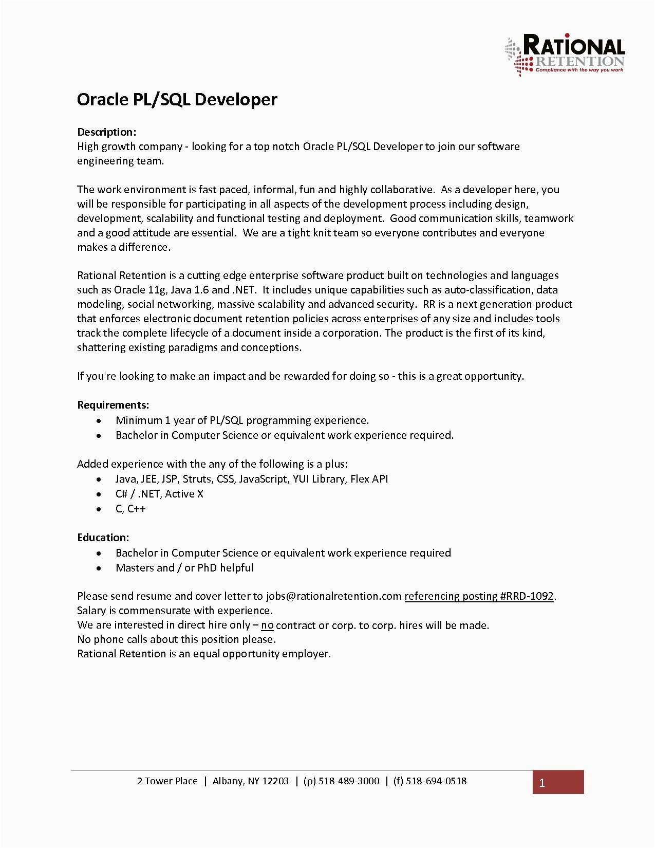Sample Resume W Experience is One Job for 14 Years Junior software Developer Resume
