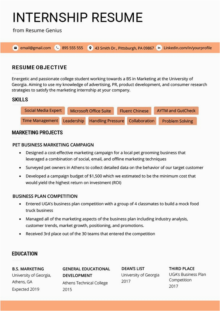 Sample Resume when Applying for College Internships Resume Template for College Students Beautiful Internship Resume
