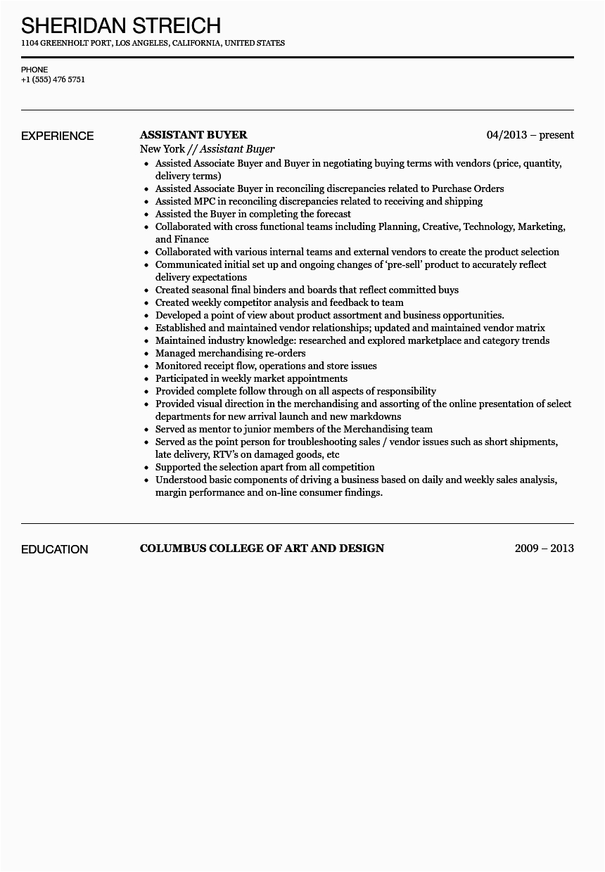 Sample Resumes for Horticulture assistant Buyer assistant Buyer Resume Sample