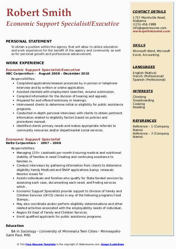 Sample Resumes for Horticulture assistant Buyer Economic Support Specialist Resume Samples