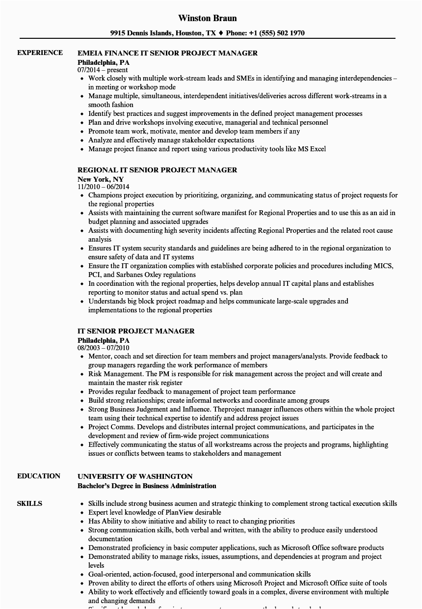 Sample Senior It Project Manager Resume Senior Project Manager Job Mryn ism