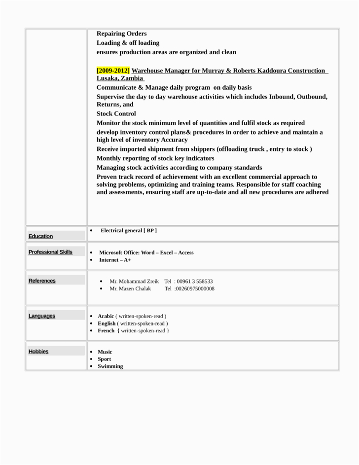 Samples Of Combination Resumes for Warehouse Positions Bination Warehouse Supervisor Resume Template