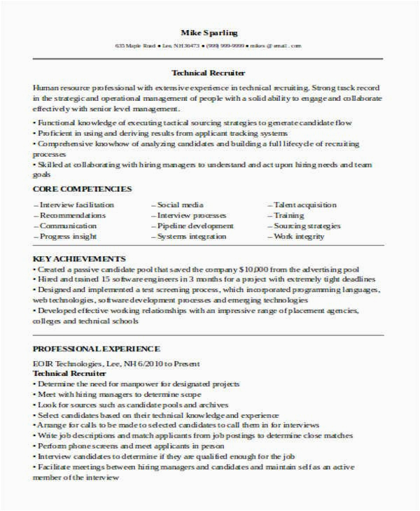 Technical Recruiter Resume Sample Entry Level 35 It Resume Templates In Word
