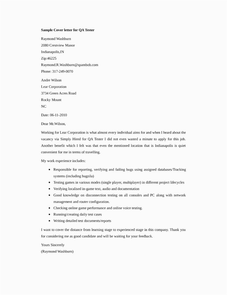 Video Game Qa Tester Resume and Cover Letter Sample Basic Qa Tester Cover Letter Samples and Templates