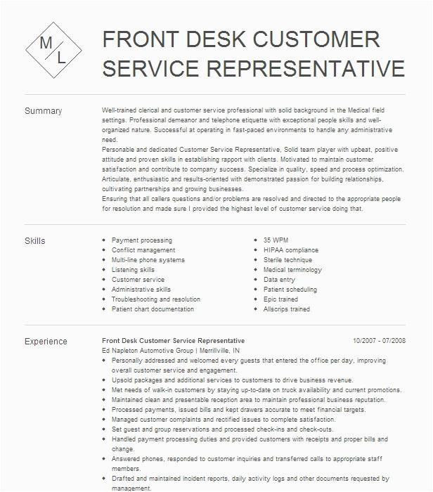 View Sample Resume for Customer Service Specialist Front Desk Worker Customer Service Specialist Resume Example Pany