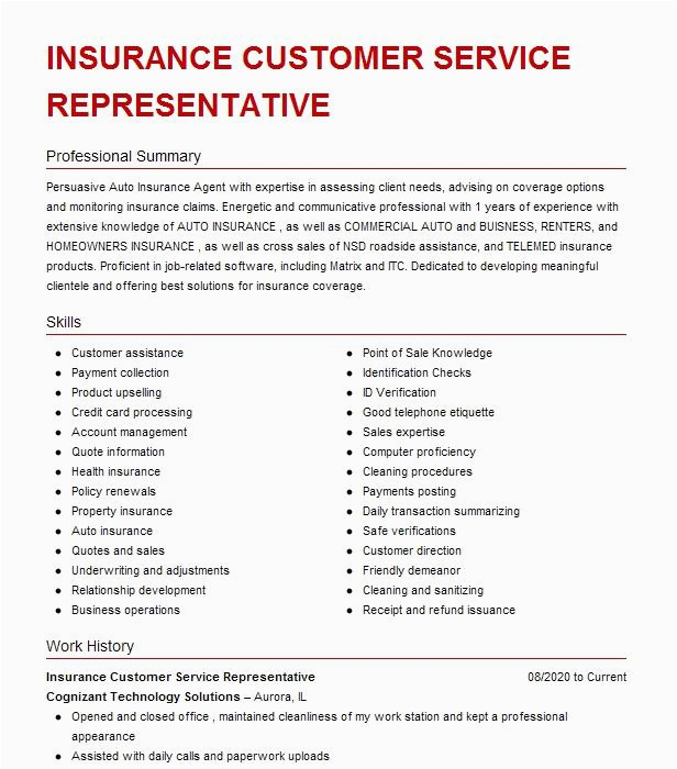 View Sample Resume for Customer Service Specialist Insurance Customer Service Specialist Resume Example Darla Zeli State
