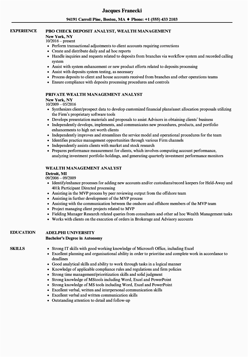 Wealth Management Relationship Manager Sample Resume Relationship Management Skills Resume Cv Example with