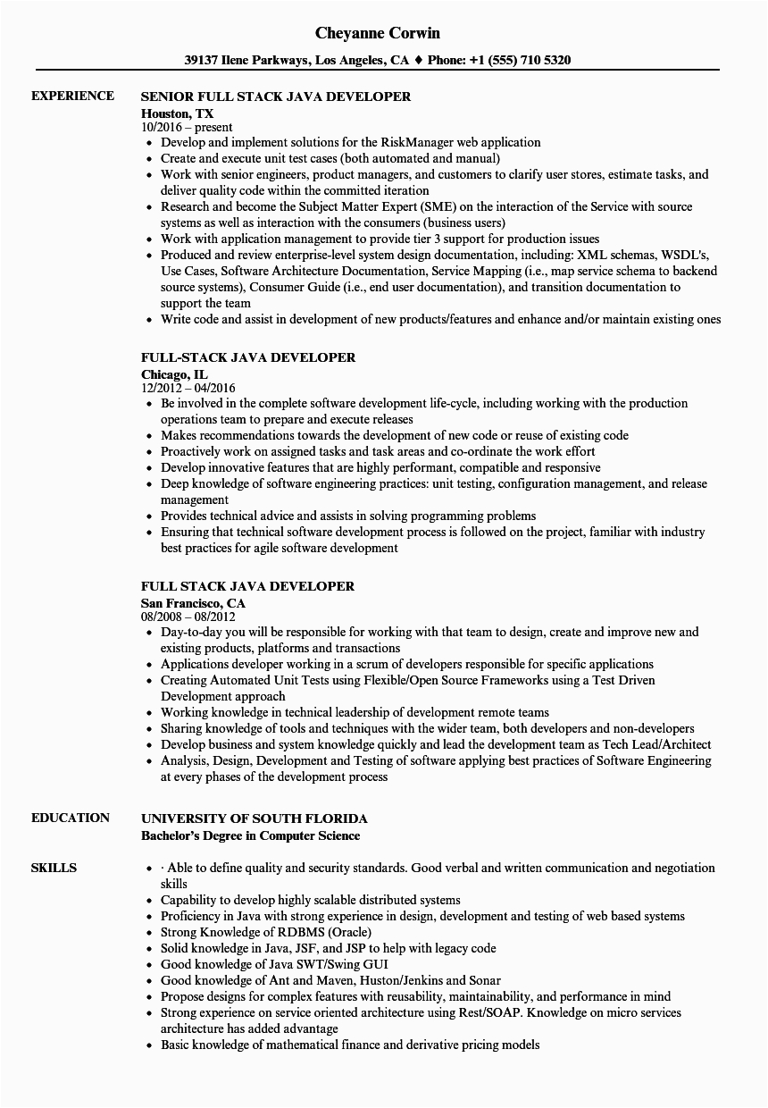 1 Year Experience Resume Sample for Java Java Developer 1 Year Experience Resume Sample Cover Letter for Java