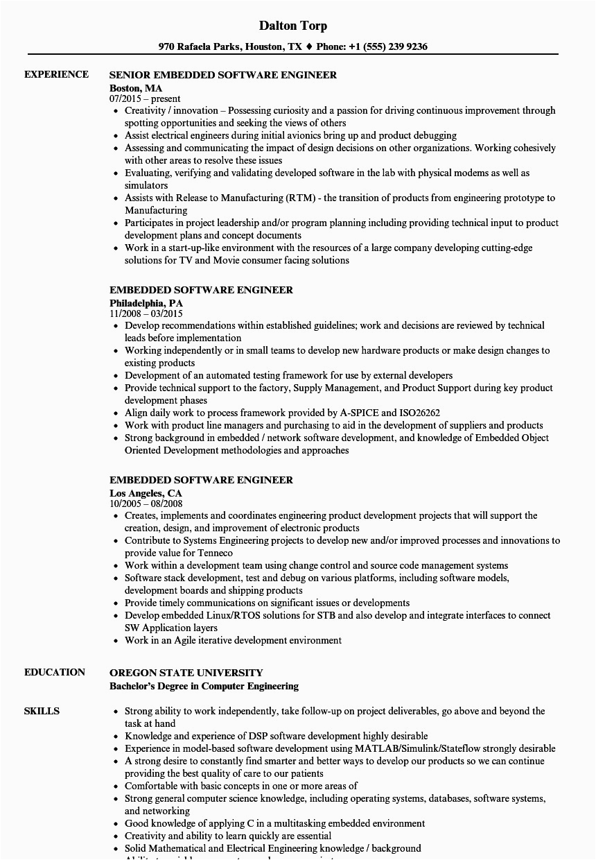 1 Year Experience software Engineer Resume Sample Sample Resume for software Engineer with E Year Experience Best