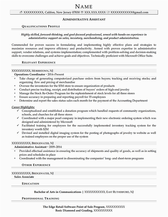 Administrative Support assistant Federal Resume Sample Administrative assistant Resume Example