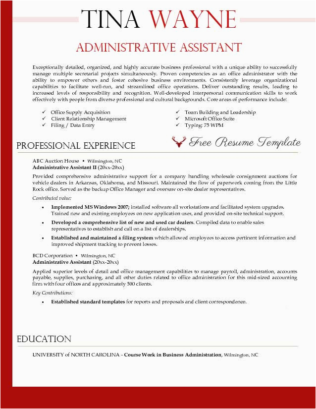 Administrative Support assistant Federal Resume Sample Administrative assistant Resume Template ⋆ Resume Templates