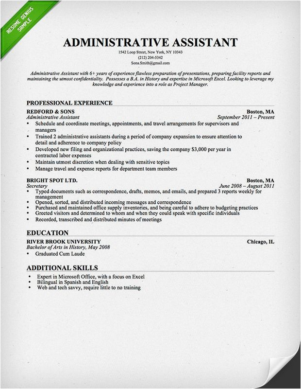 Administrative Support assistant Federal Resume Sample Administrative assistant Resume Template for Download