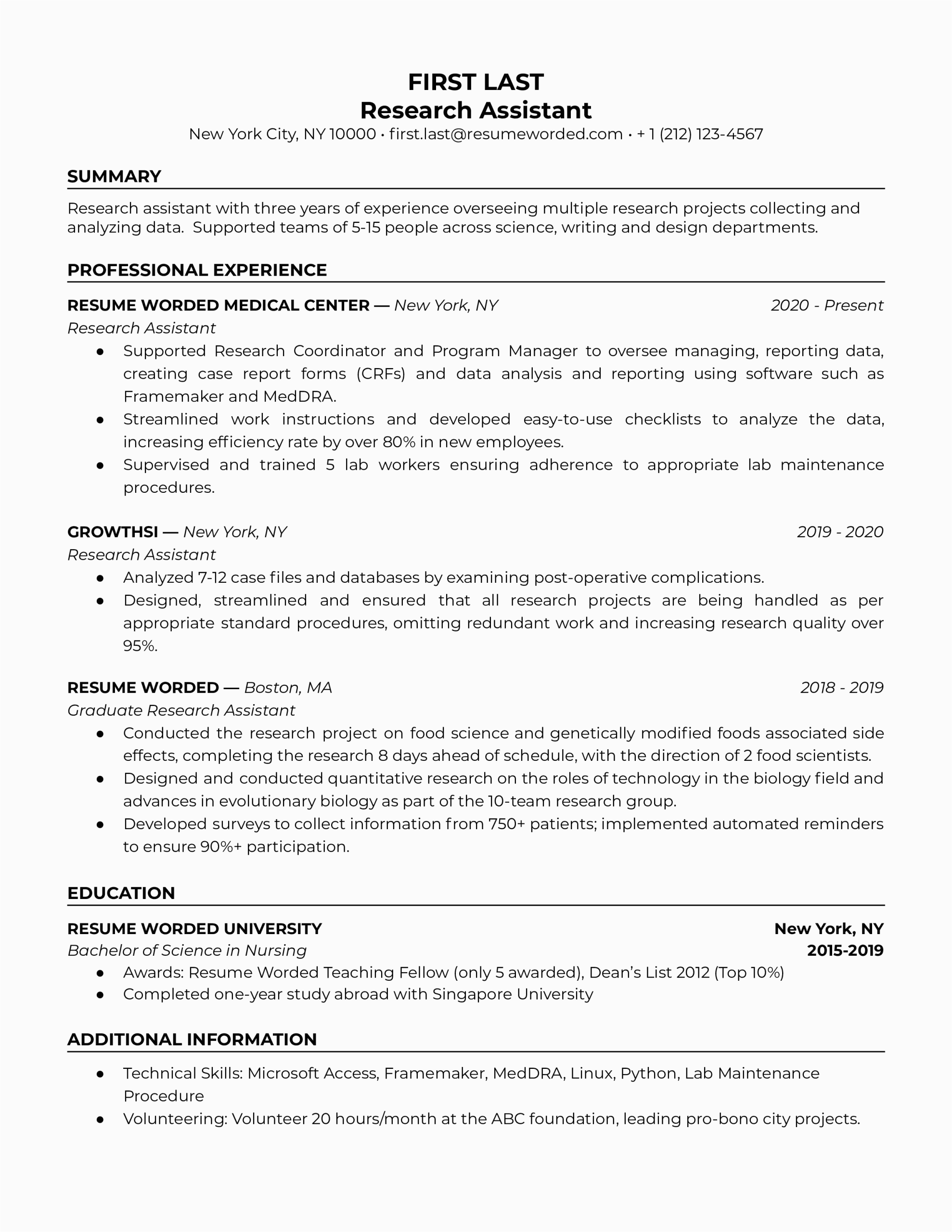 Administrative Works Research assistant Resume Sample 4 Research assistant Resume Examples for 2022