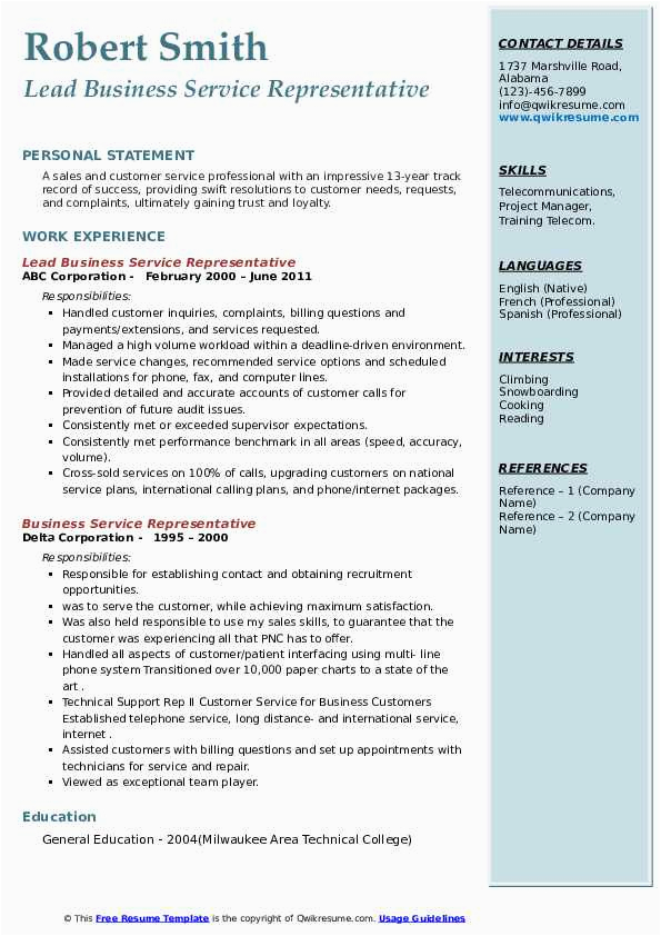 Ba with Swift Experiance Sample Resume Business Service Representative Resume Samples