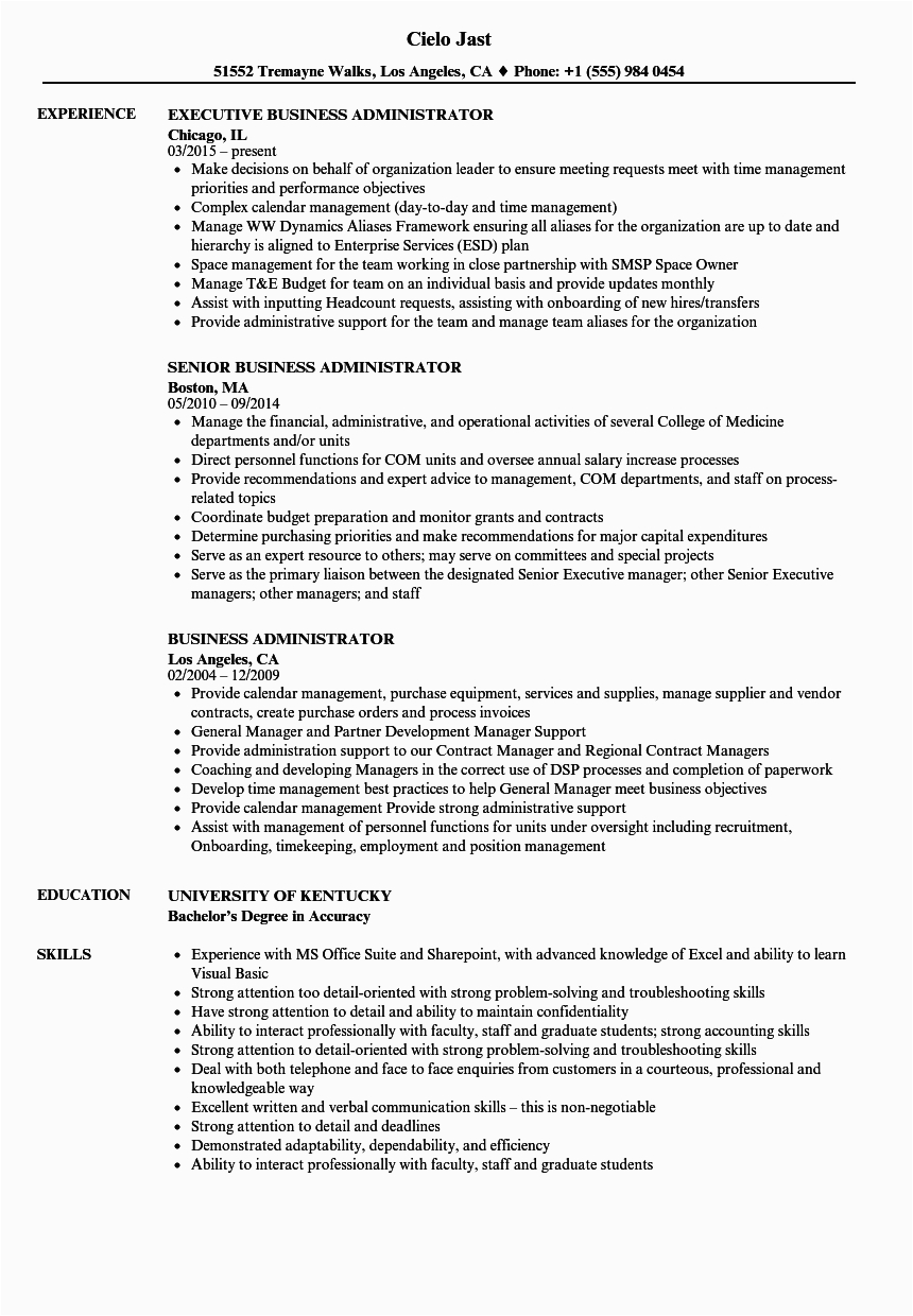 Bachelor Of Business Administration Resume Sample Free How to Write Bachelor Business Administration Resume Free
