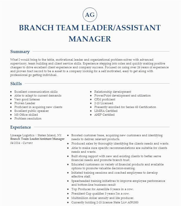 Branch Bank Team Leader Resume Sample assistant Branch Manager Branch Team Leader Resume Example Regions Bank