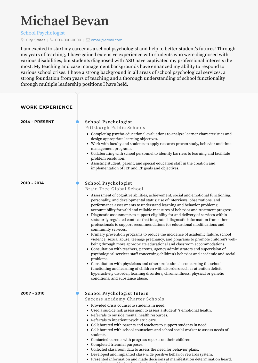 Counseling Psychology Insurance Auditor Resume Sample Psychologist Resume Samples and Templates