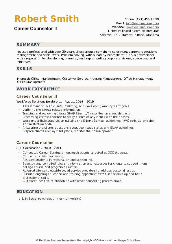 Counselor In Training Sample Change Career Resume Career Counselor Resume Samples