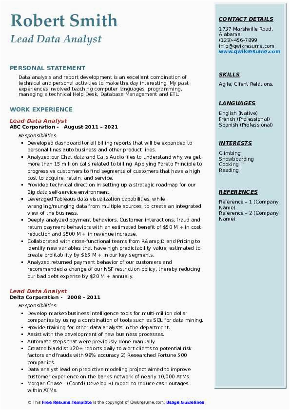 Data Wrangling and Data Munging with Python Sample Resumes Lead Data Analyst Resume Samples
