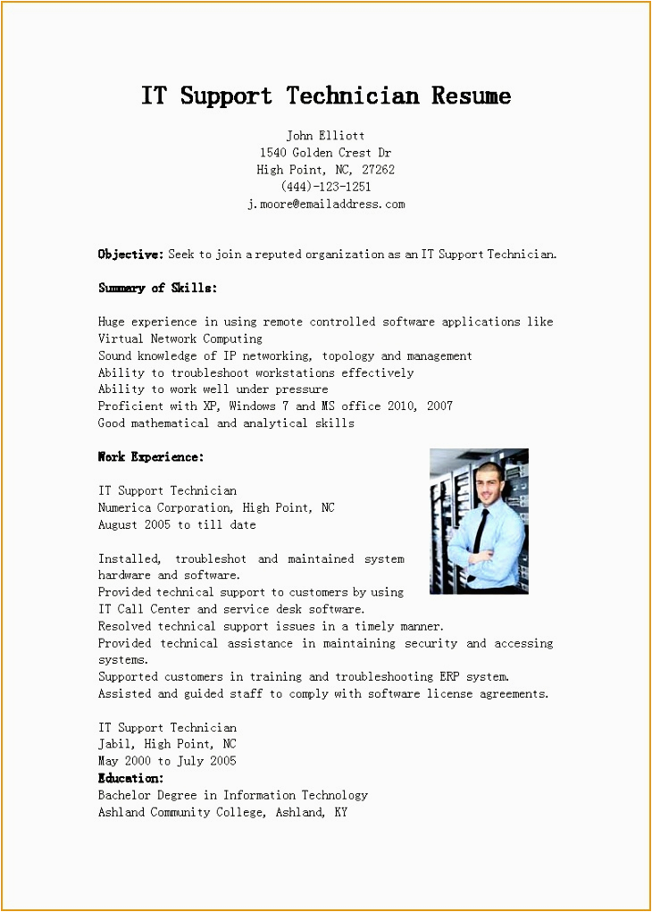 Entry Level It Support Resume Sample 7 Entry Level Resume Template Free Free Samples Examples & format
