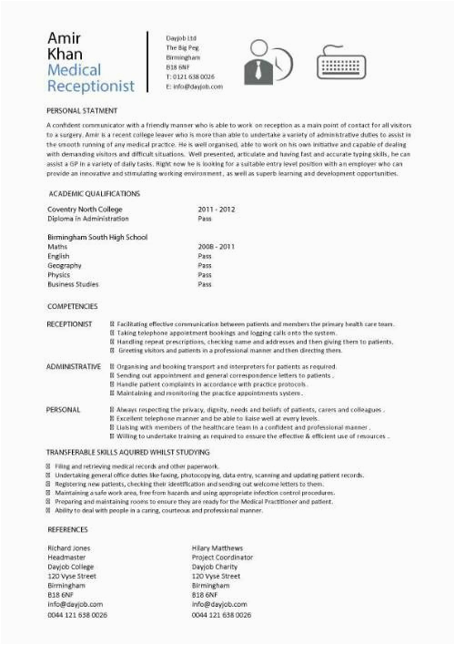 Entry Level Medical Receptionist Resume Samples Student Entry Level Medical Receptionist Resume Template