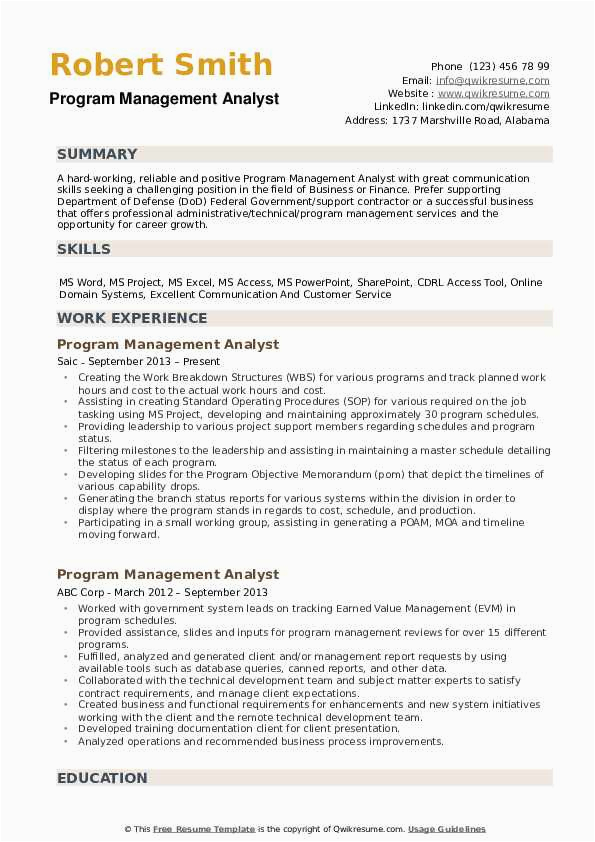 Federal Program Manager Sample Resum E Federal Government Resume Example Pdf Best Resume Examples