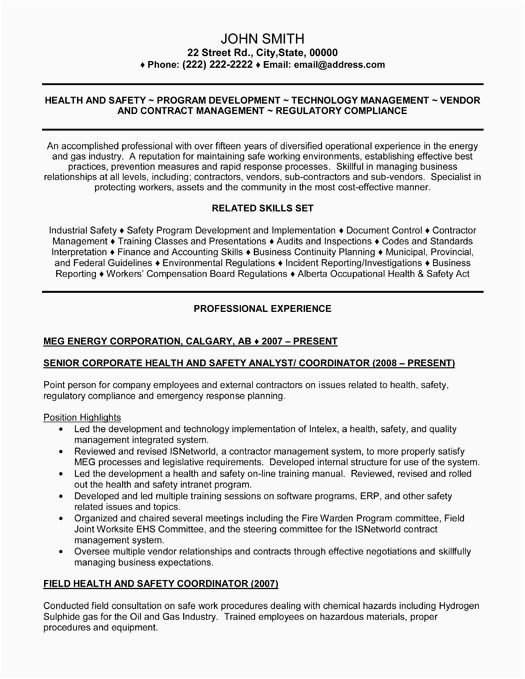 Federal Resume Project Healthcare Samples Risk Analyst Here to Download This Senior Health and Safety Analyst Resume